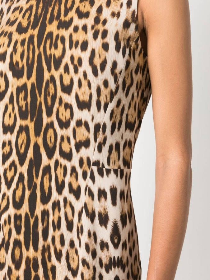 Roberto Cavalli Midi-jurk met luipaardprint Beige