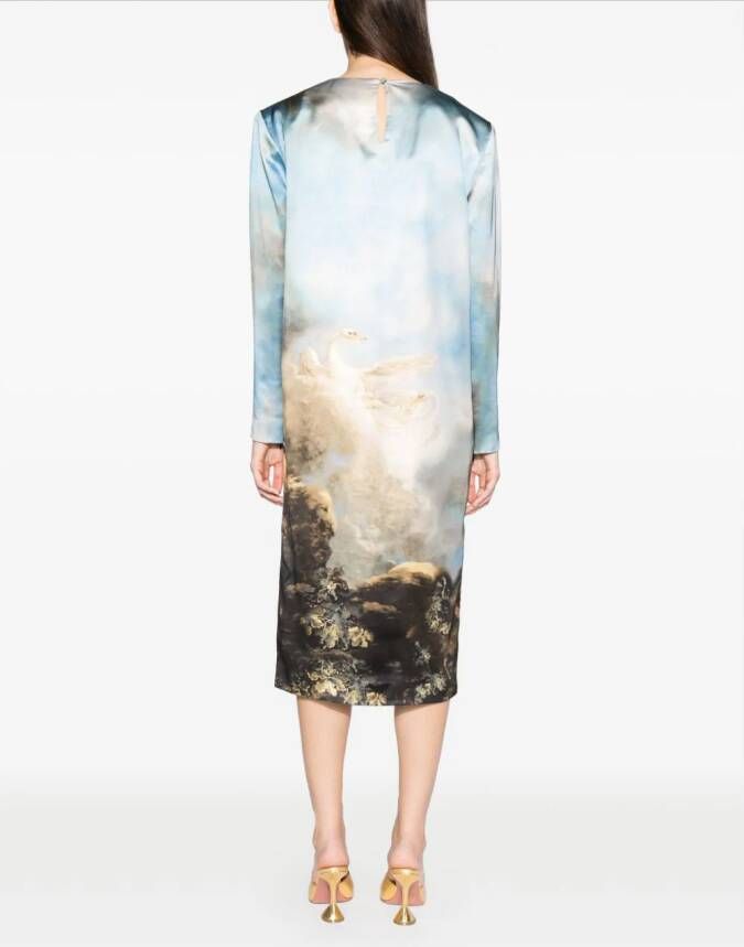 Roberto Cavalli Midi-jurk met print Blauw