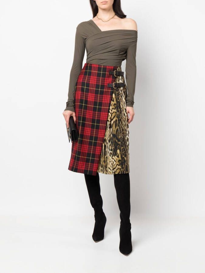 Roberto Cavalli Midi-rok met gemixte print Rood