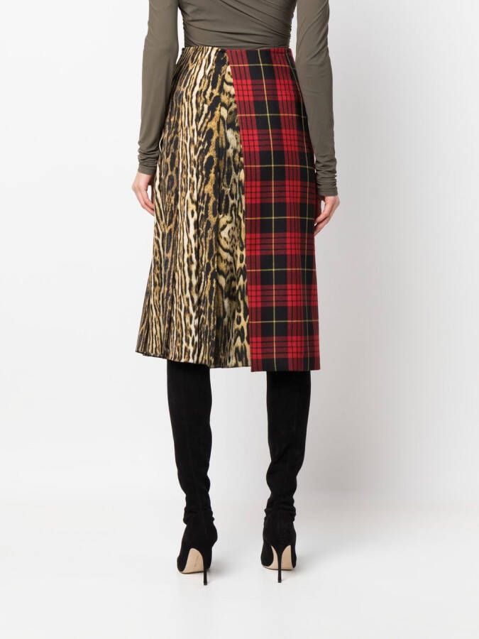 Roberto Cavalli Midi-rok met gemixte print Rood