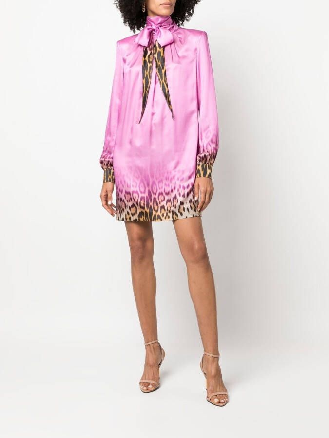 Roberto Cavalli Mini-jurk met luipaardprint Roze