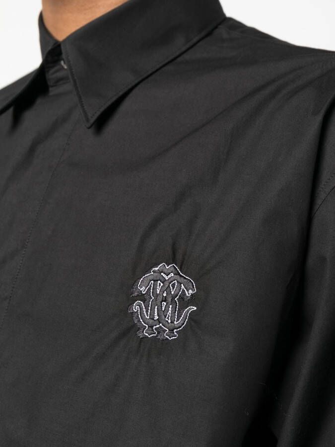 Roberto Cavalli Overhemd met geborduurd logo Zwart