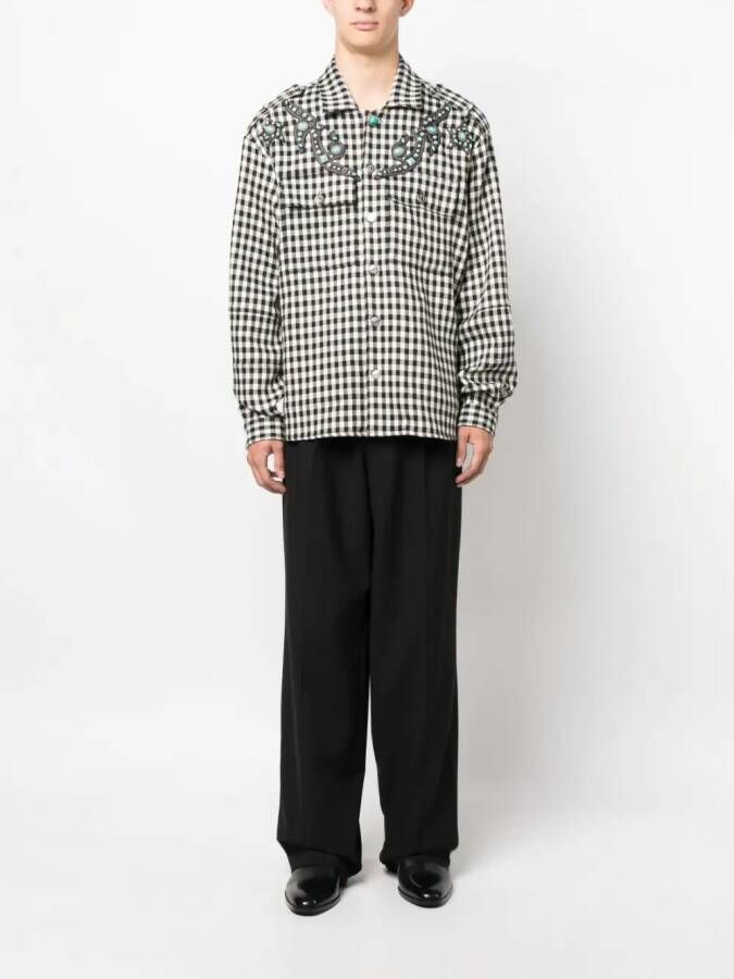 Roberto Cavalli Overhemd met gingham ruit Zwart