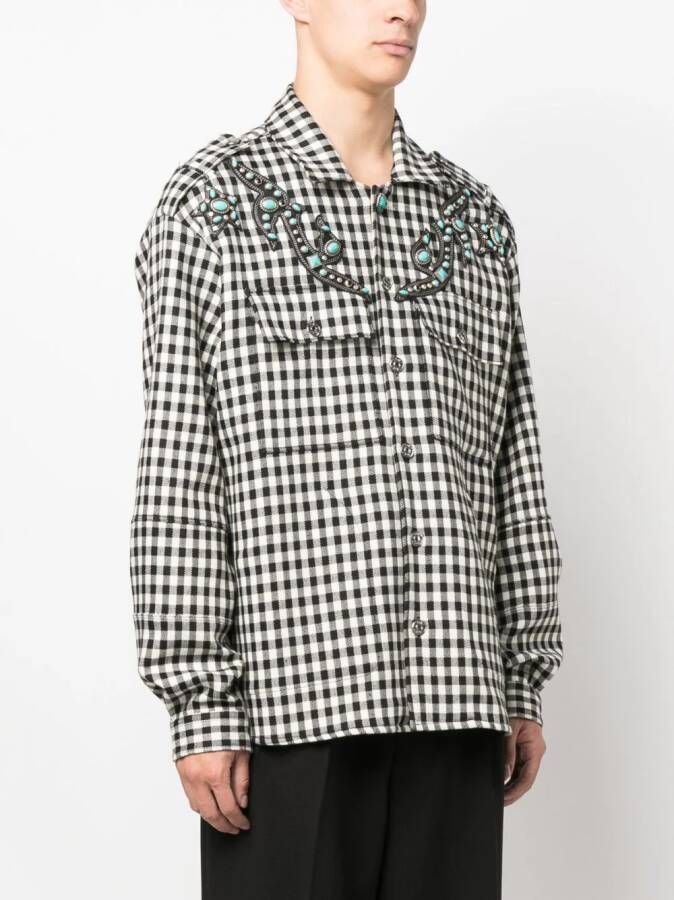 Roberto Cavalli Overhemd met gingham ruit Zwart