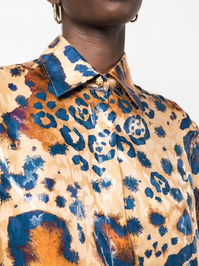 Roberto Cavalli Overhemd met luipaardprint Beige