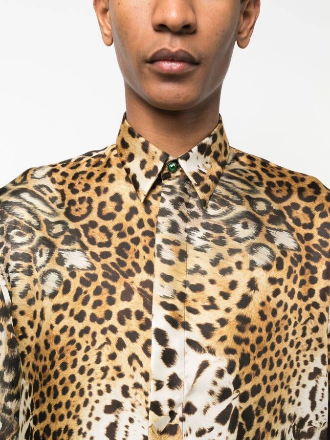 Roberto Cavalli Overhemd met luipaardprint Beige