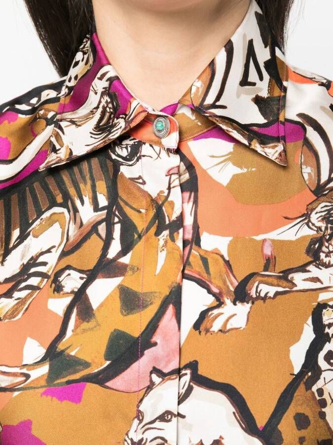Roberto Cavalli Overhemd met luipaardprint Wit
