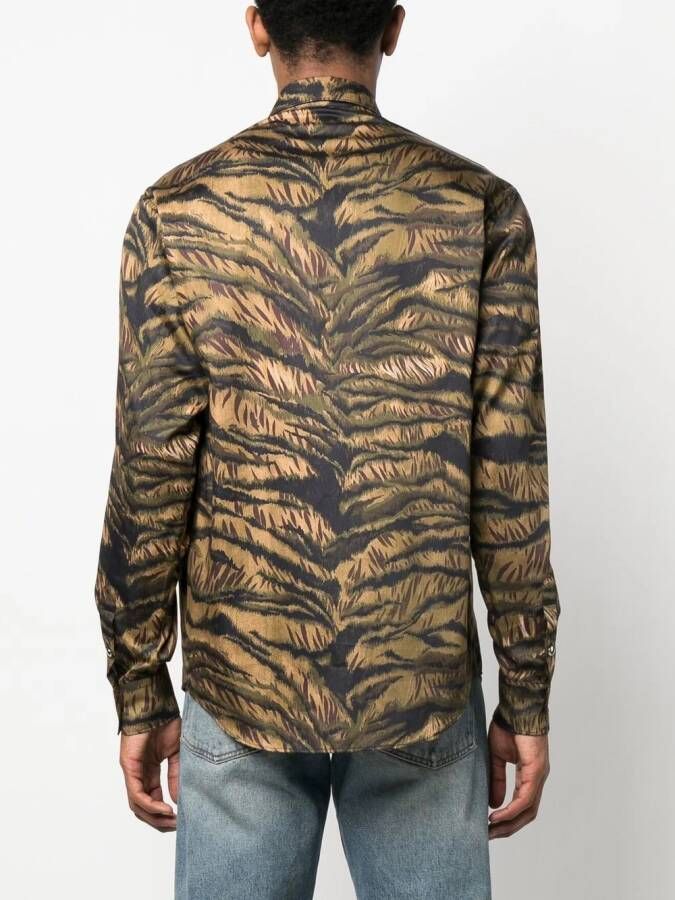 Roberto Cavalli Overhemd met tijgerprint Groen