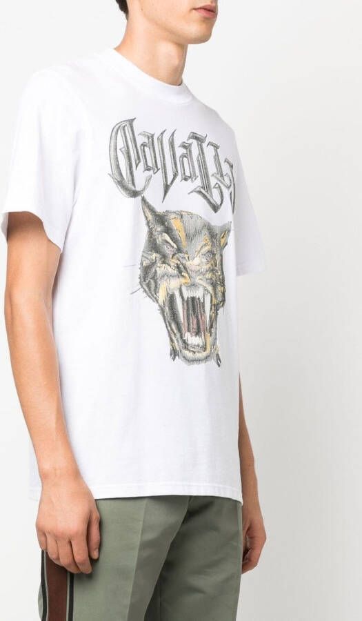 Roberto Cavalli T-shirt met panterprint Wit