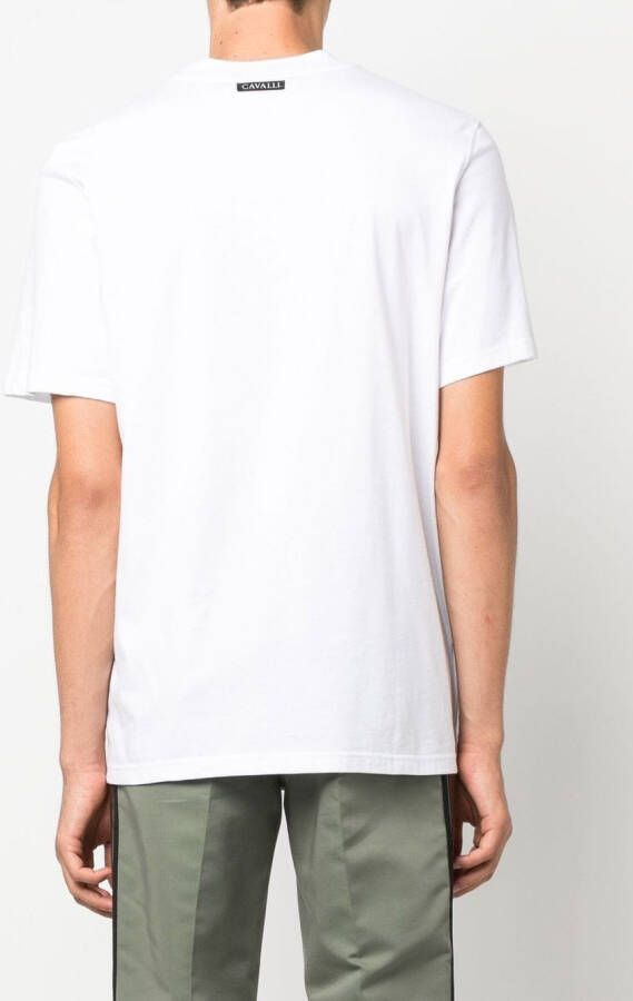 Roberto Cavalli T-shirt met panterprint Wit