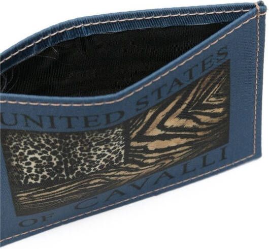 Roberto Cavalli Pasjeshouder met dierenprint Blauw