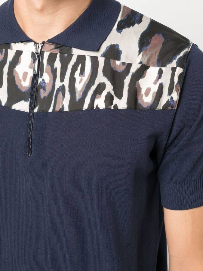 Roberto Cavalli Poloshirt met luipaardprint Blauw