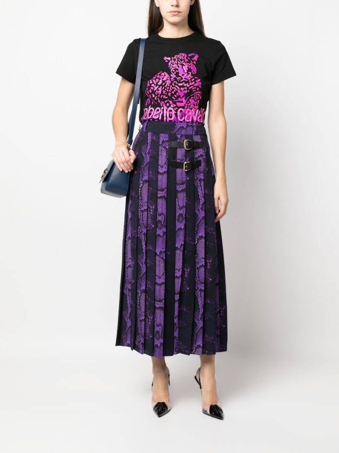 Roberto Cavalli Maxi-rok met pythonprint Paars