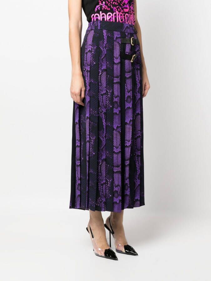 Roberto Cavalli Maxi-rok met pythonprint Paars