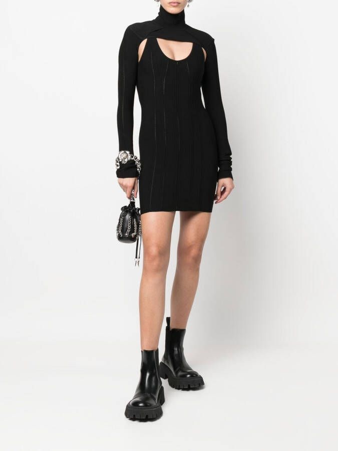 Roberto Cavalli Ribgebreide mini-jurk Zwart