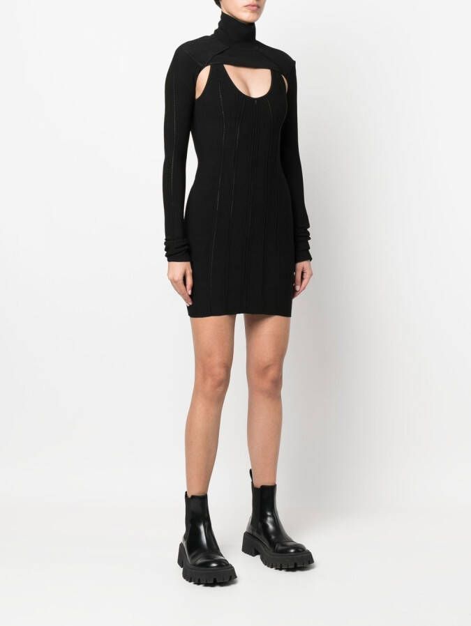 Roberto Cavalli Ribgebreide mini-jurk Zwart