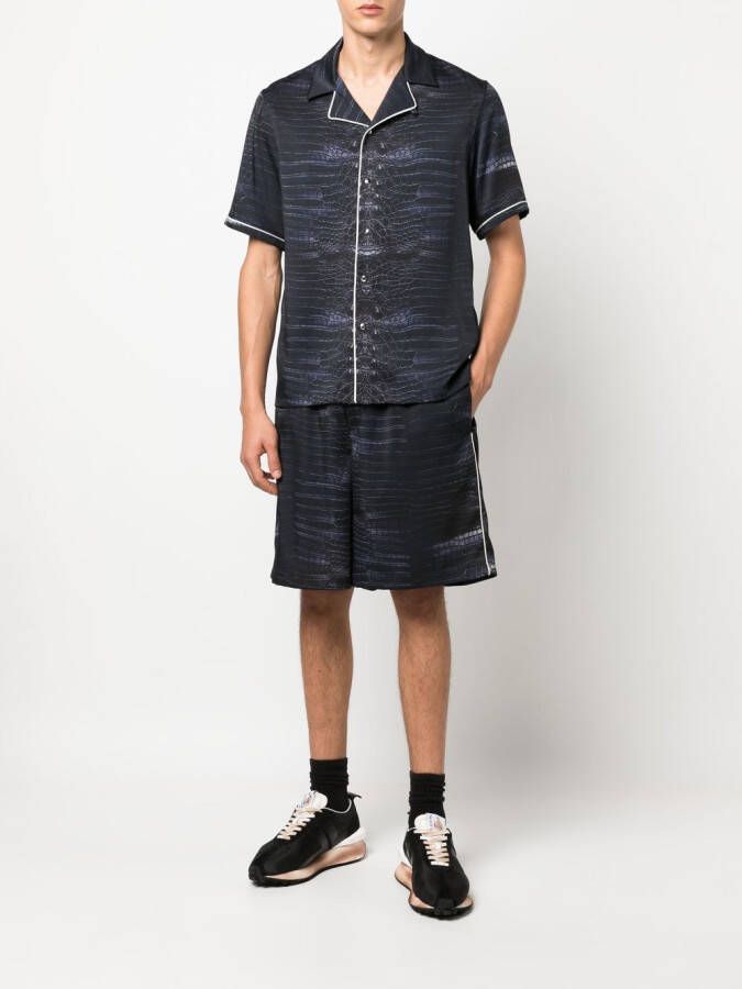 Roberto Cavalli Shorts met krokodillenprint Blauw