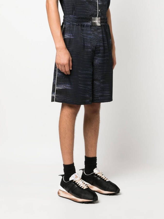 Roberto Cavalli Shorts met krokodillenprint Blauw