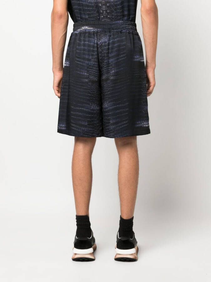Roberto Cavalli Shorts met krokodillenprint Blauw
