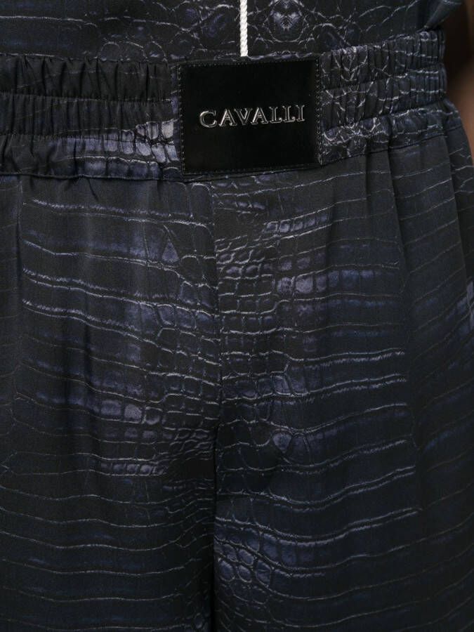 Roberto Cavalli Shorts met krokodillenprint Blauw