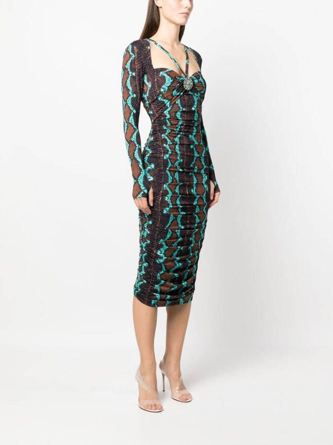 Roberto Cavalli snakeskin-print bodycon midi dress Bruin