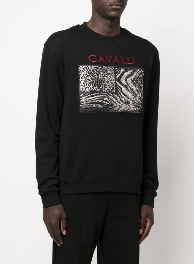 Roberto Cavalli Sweater met logoprint Zwart