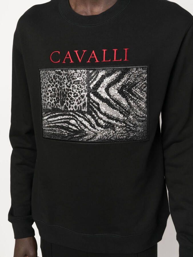 Roberto Cavalli Sweater met logoprint Zwart