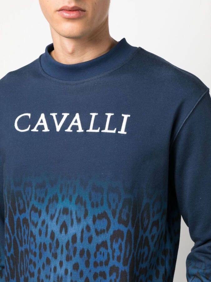 Roberto Cavalli Sweater met luipaardprint Blauw