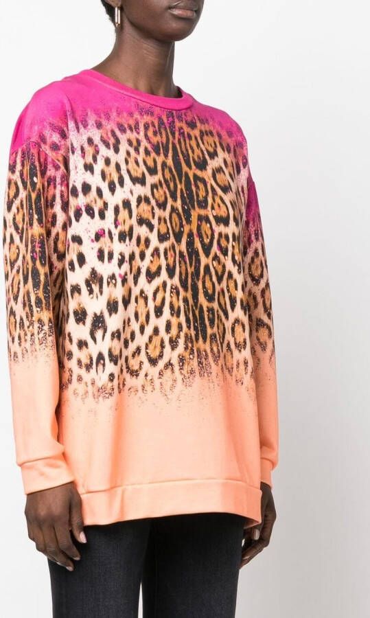 Roberto Cavalli Sweater met luipaardprint Oranje