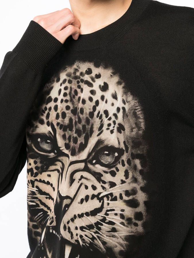 Roberto Cavalli Sweater met luipaardprint Zwart