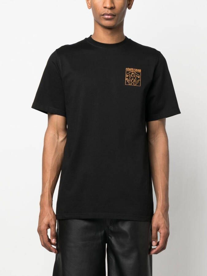 Roberto Cavalli T-shirt met borduurwerk Zwart