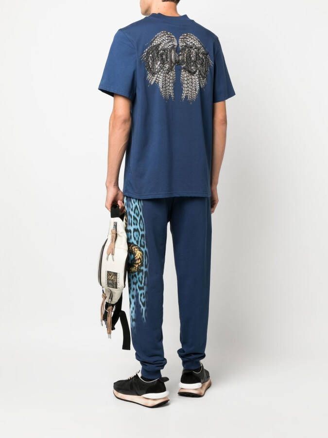 Roberto Cavalli T-shirt met geborduurd logo Blauw