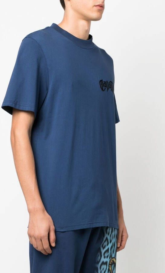 Roberto Cavalli T-shirt met geborduurd logo Blauw