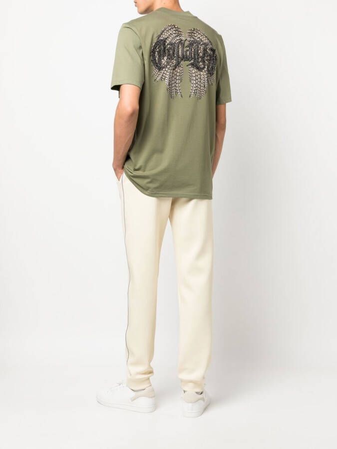 Roberto Cavalli T-shirt met geborduurd logo Groen