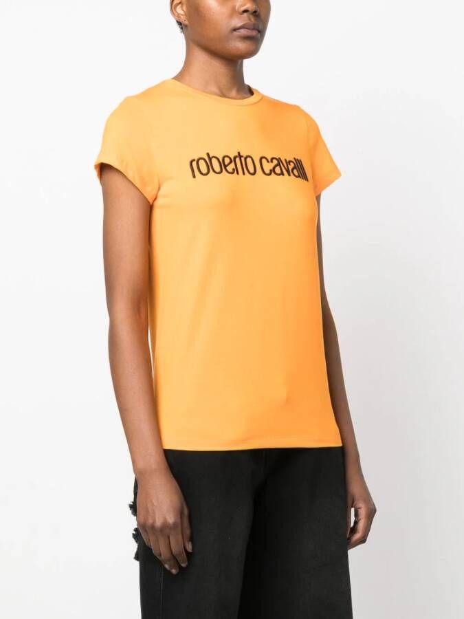 Roberto Cavalli T-shirt met geborduurd logo Oranje
