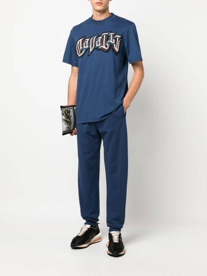 Roberto Cavalli T-shirt met logoprint Blauw