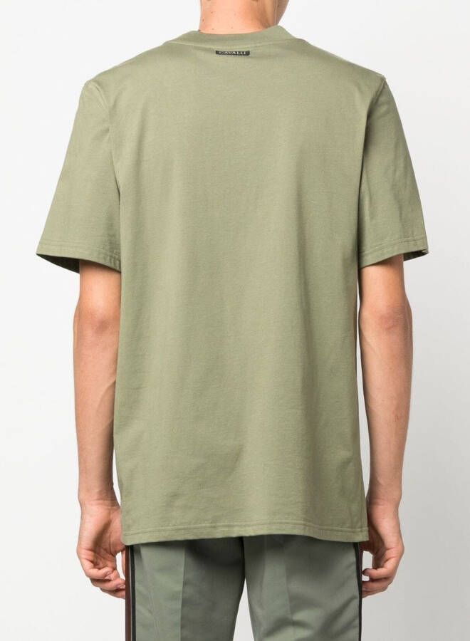 Roberto Cavalli T-shirt met logoprint Groen