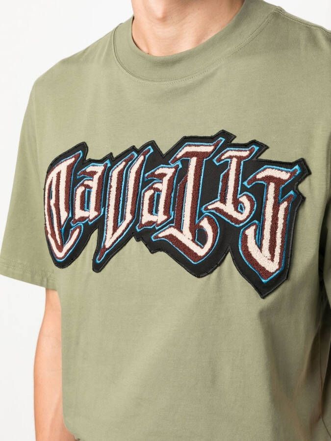 Roberto Cavalli T-shirt met logoprint Groen