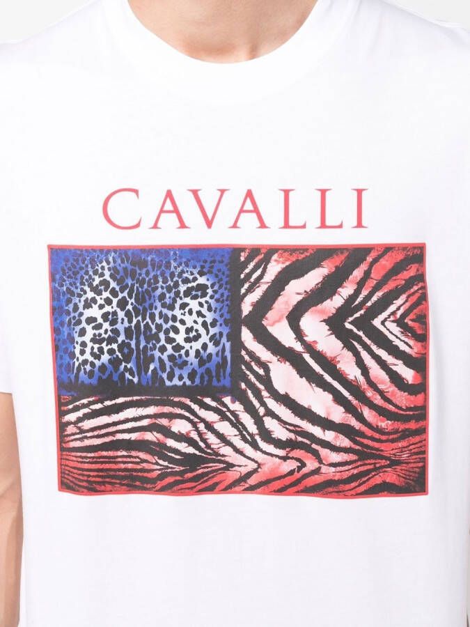Roberto Cavalli T-shirt met logoprint Wit