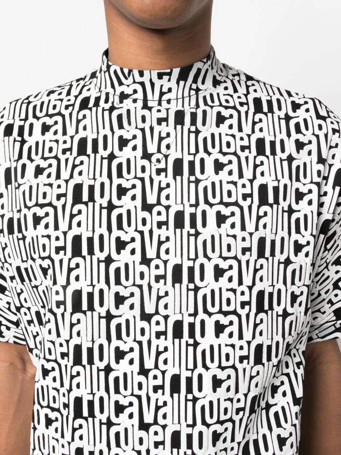 Roberto Cavalli T-shirt met logoprint Zwart