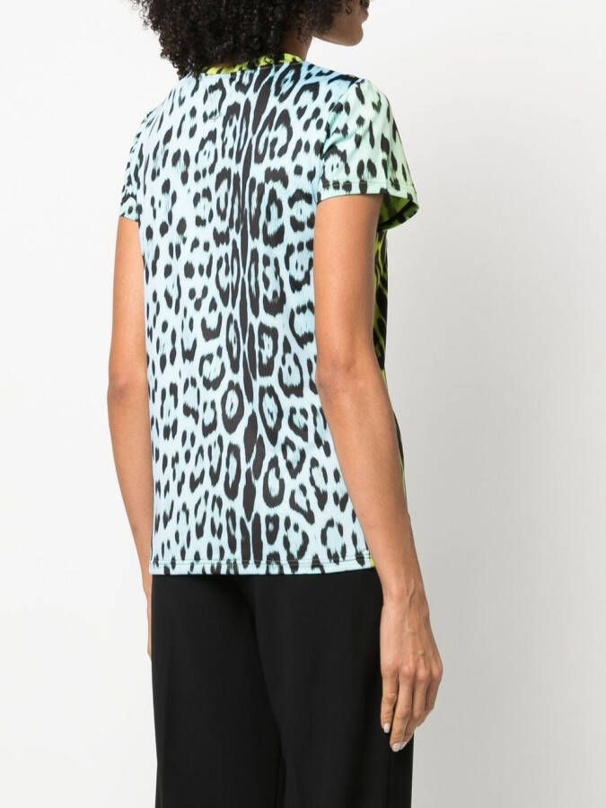 Roberto Cavalli T-shirt met luipaardprint Geel