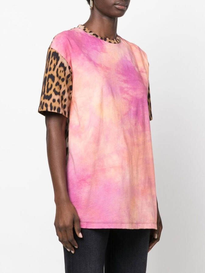 Roberto Cavalli T-shirt met luipaardprint Roze