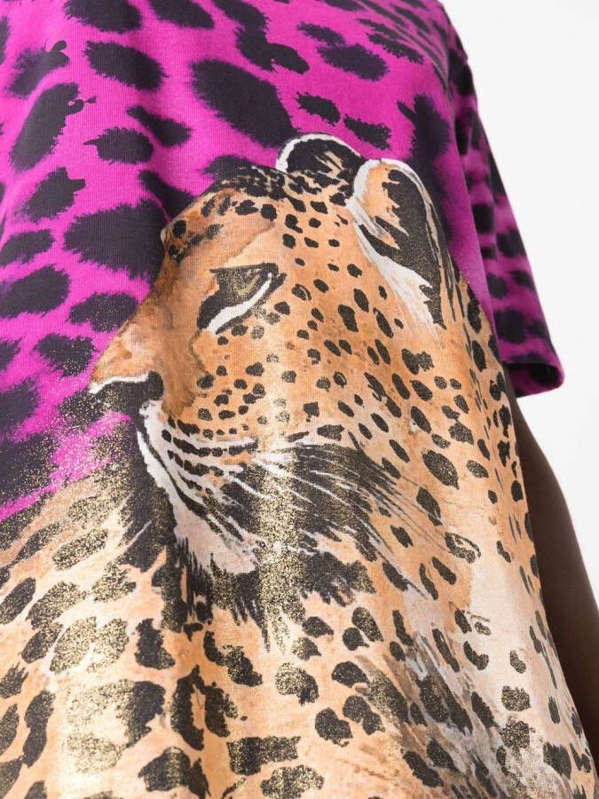 Roberto Cavalli T-shirt met luipaardprint Roze