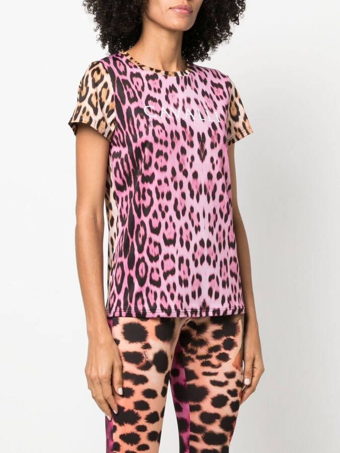 Roberto Cavalli T-shirt met luipaardprint Roze