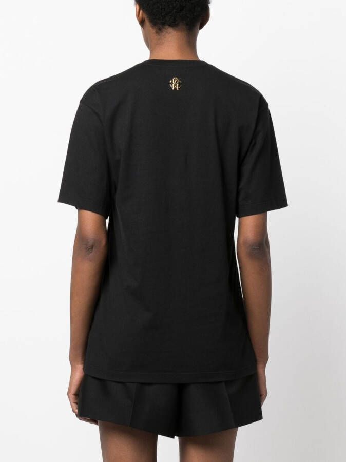 Roberto Cavalli T-shirt met patch Zwart