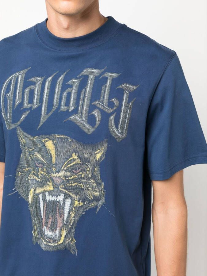 Roberto Cavalli T-shirt met print Blauw