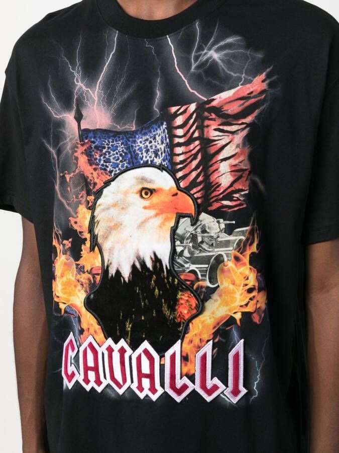 Roberto Cavalli T-shirt met print Zwart