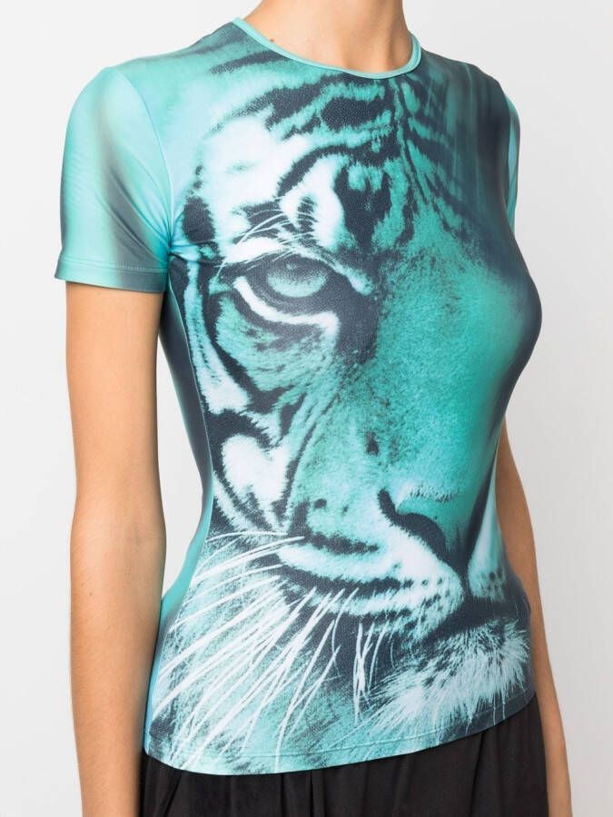 Roberto Cavalli T-shirt met tijgerprint Beige
