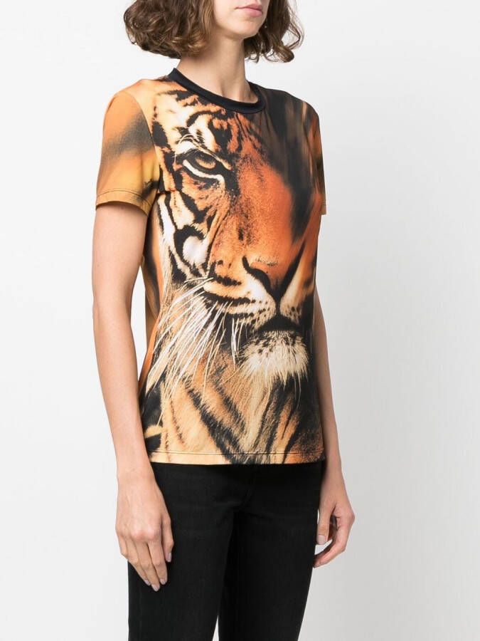 Roberto Cavalli T-shirt met tijgerprint Bruin