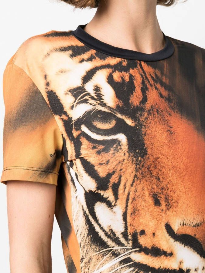 Roberto Cavalli T-shirt met tijgerprint Bruin